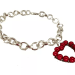 B2418 Beaded Heart Charm Bracelet