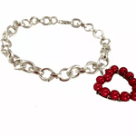 B2418 Beaded Heart Charm Bracelet