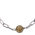 NC4447 Paper Clip Crushed Glass Necklace