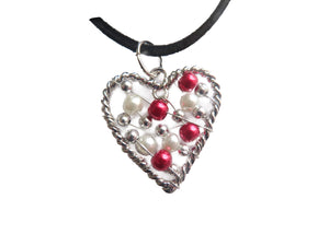 NC4443 Floating Pearls Heart Pendant
