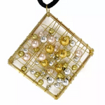 NC4442 Floating Pearls Square Pendant