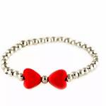 B2440 Silver Bead Heart Bracelet