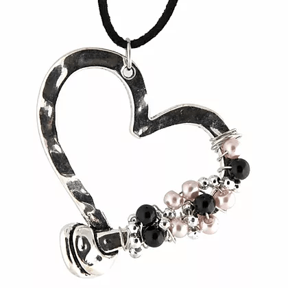 NC4404IP Wrapped Silver Heart Necklace